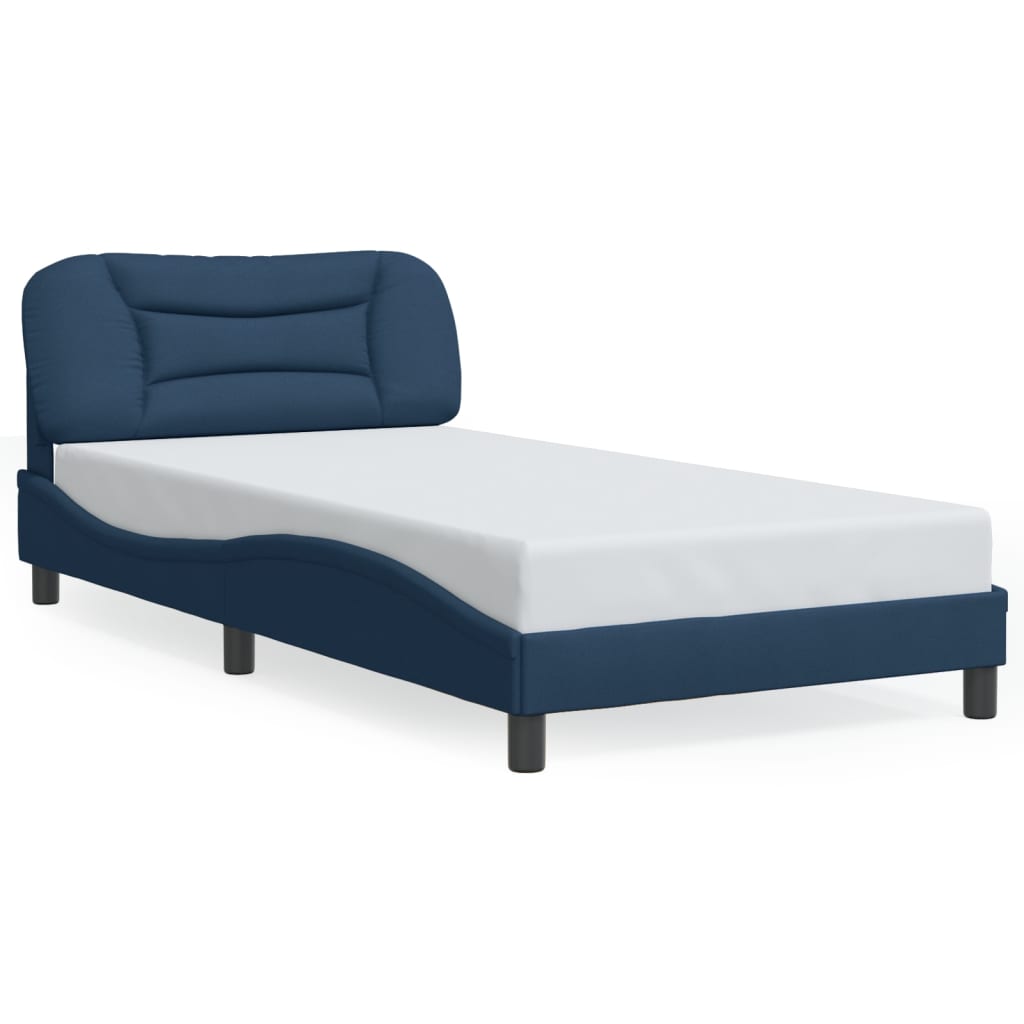 Cadre de lit avec LED sans matelas bleu 100x200 cm tissu - XIOS