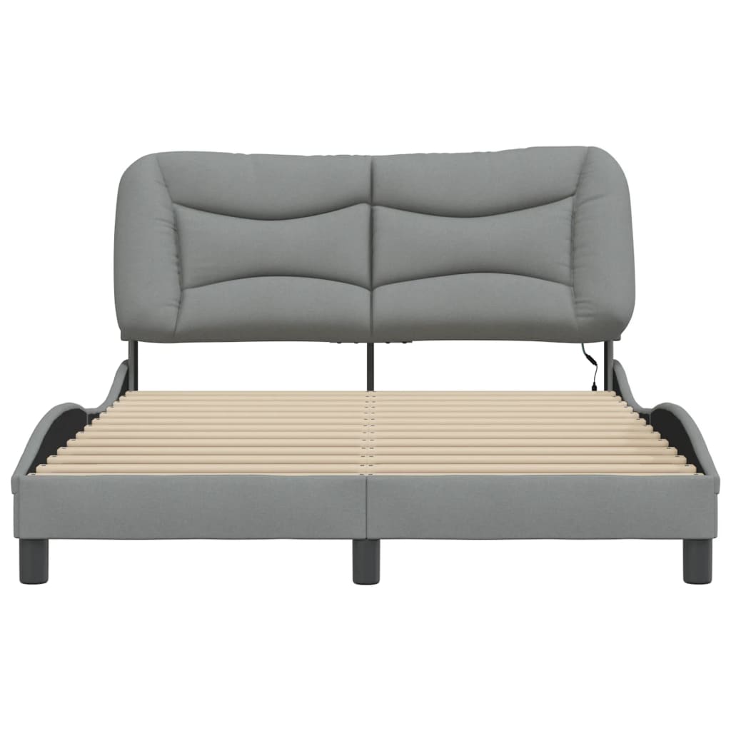 Cadre de lit avec LED sans matelas gris clair 120x200 cm tissu - XIOS