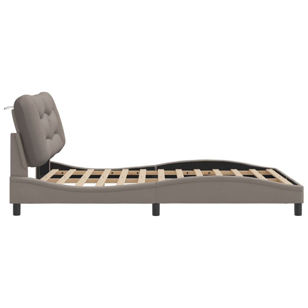 Cadre de lit avec LED sans matelas taupe 120x200 cm tissu - XIOS