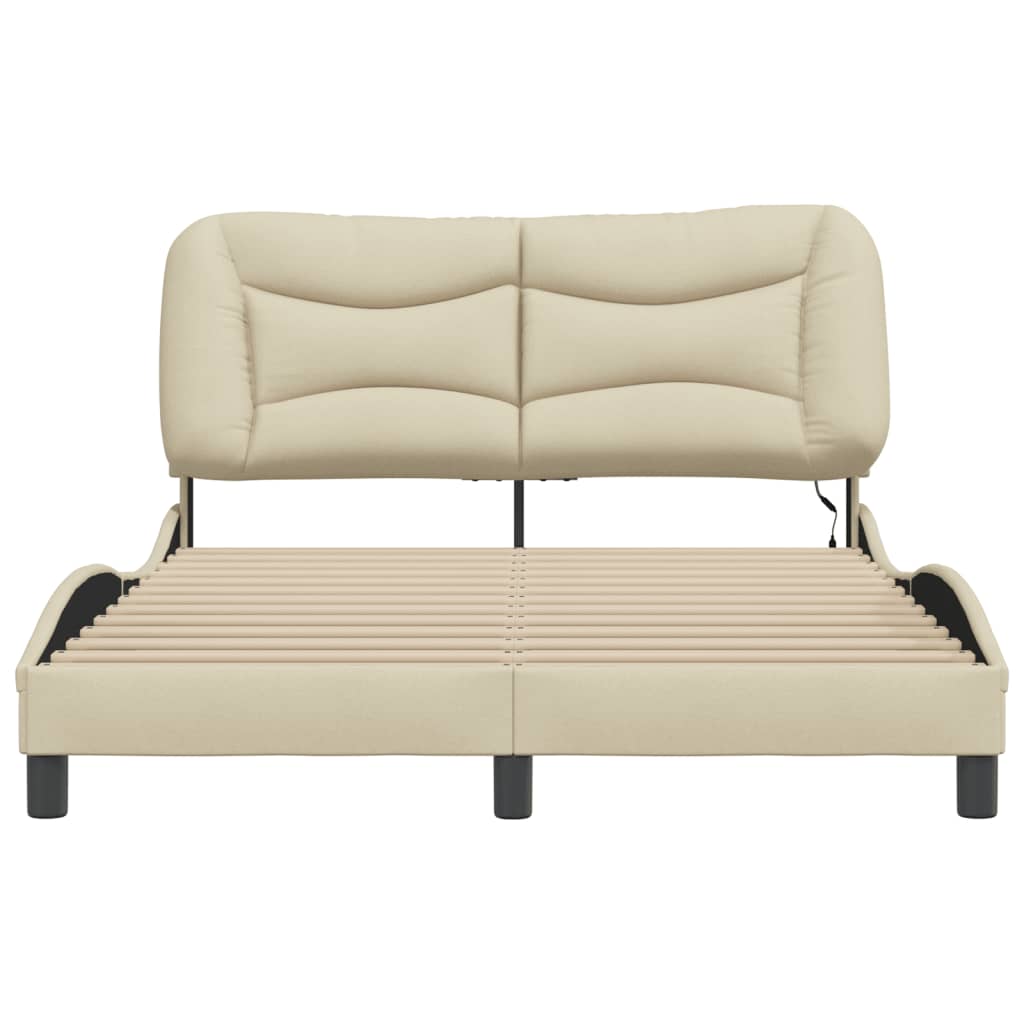 Cadre de lit avec LED sans matelas crème 120x200 cm tissu - XIOS