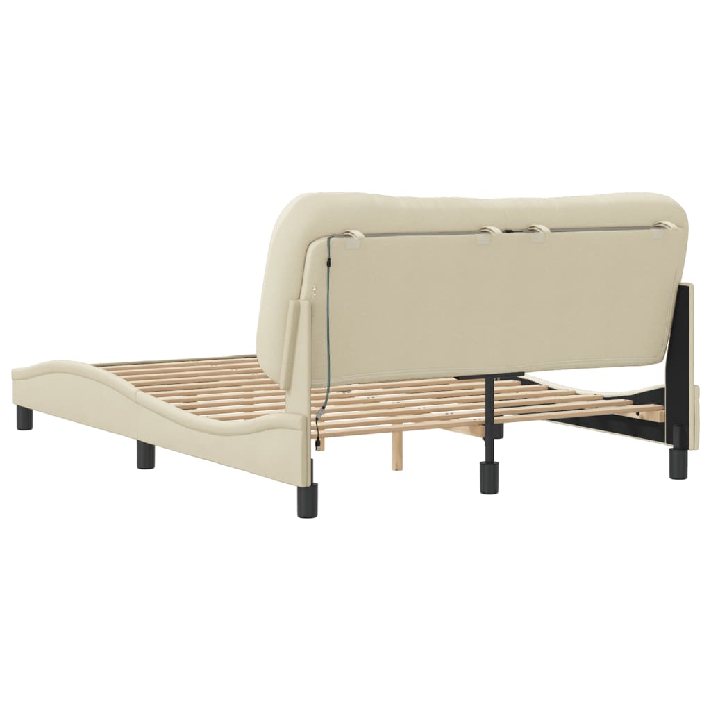 Cadre de lit avec LED sans matelas crème 120x200 cm tissu - XIOS