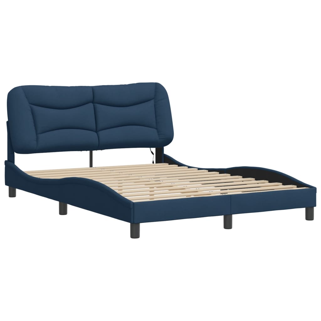 Cadre de lit avec LED sans matelas Hvar bleu 120x200 cm tissu - XIOS