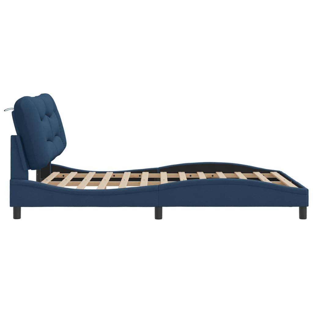 Cadre de lit avec LED sans matelas Hvar bleu 120x200 cm tissu - XIOS