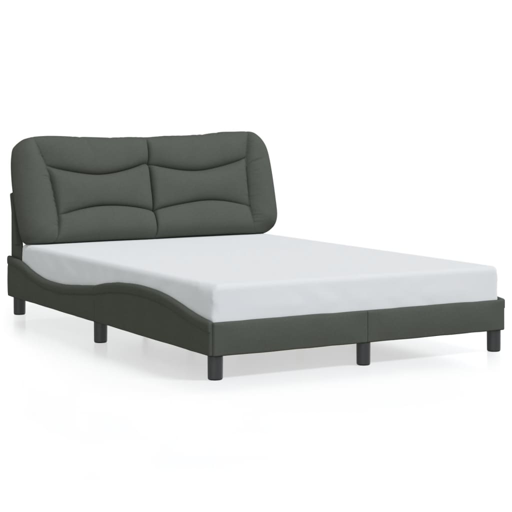 Cadre de lit avec LED sans matelas gris foncé 140x190 cm tissu - XIOS