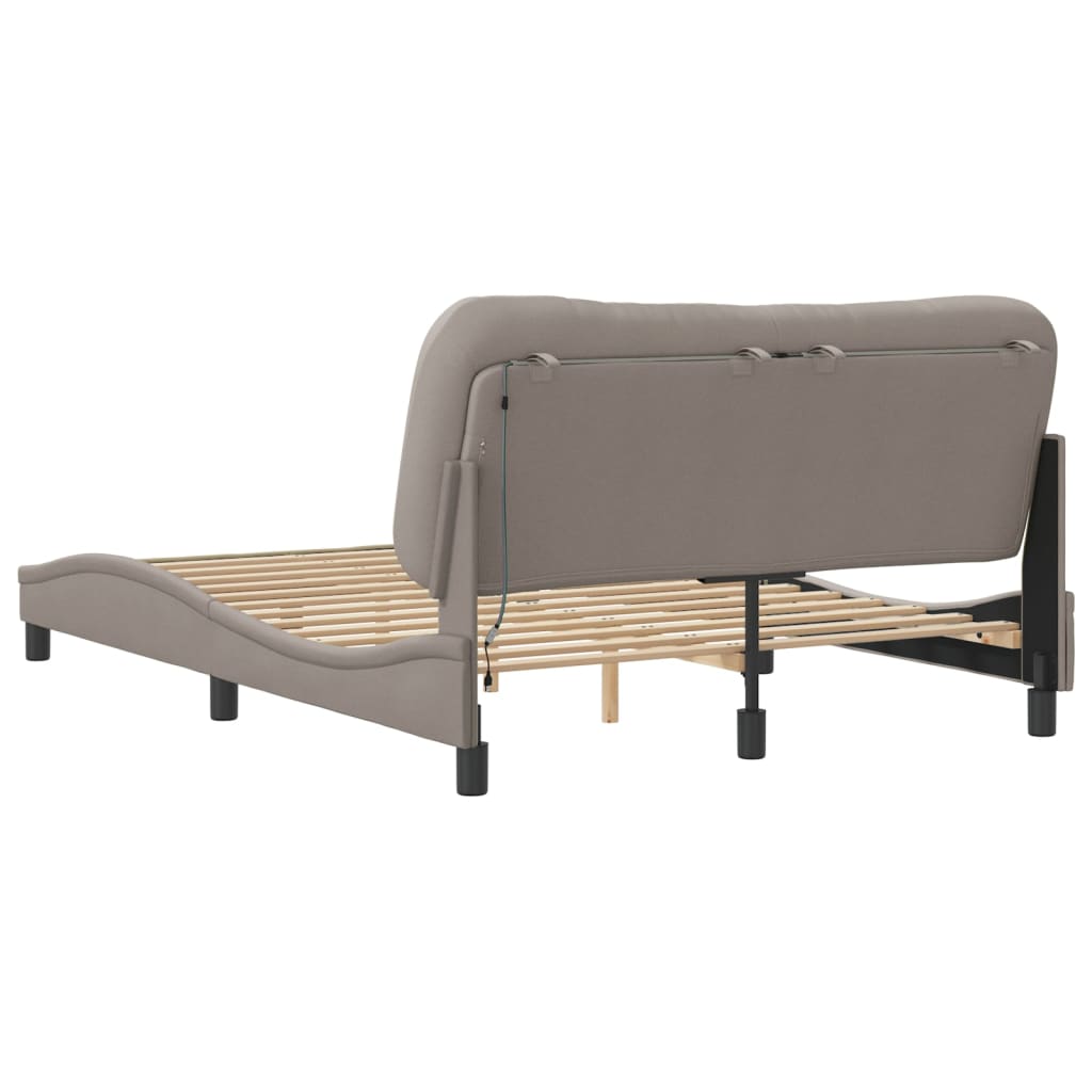 Cadre de lit avec LED sans matelas taupe 140x190 cm tissu - XIOS