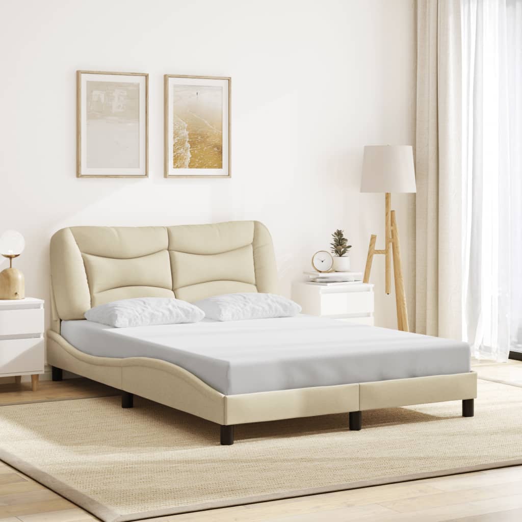 Cadre de lit avec LED sans matelas crème 140x190 cm tissu - XIOS