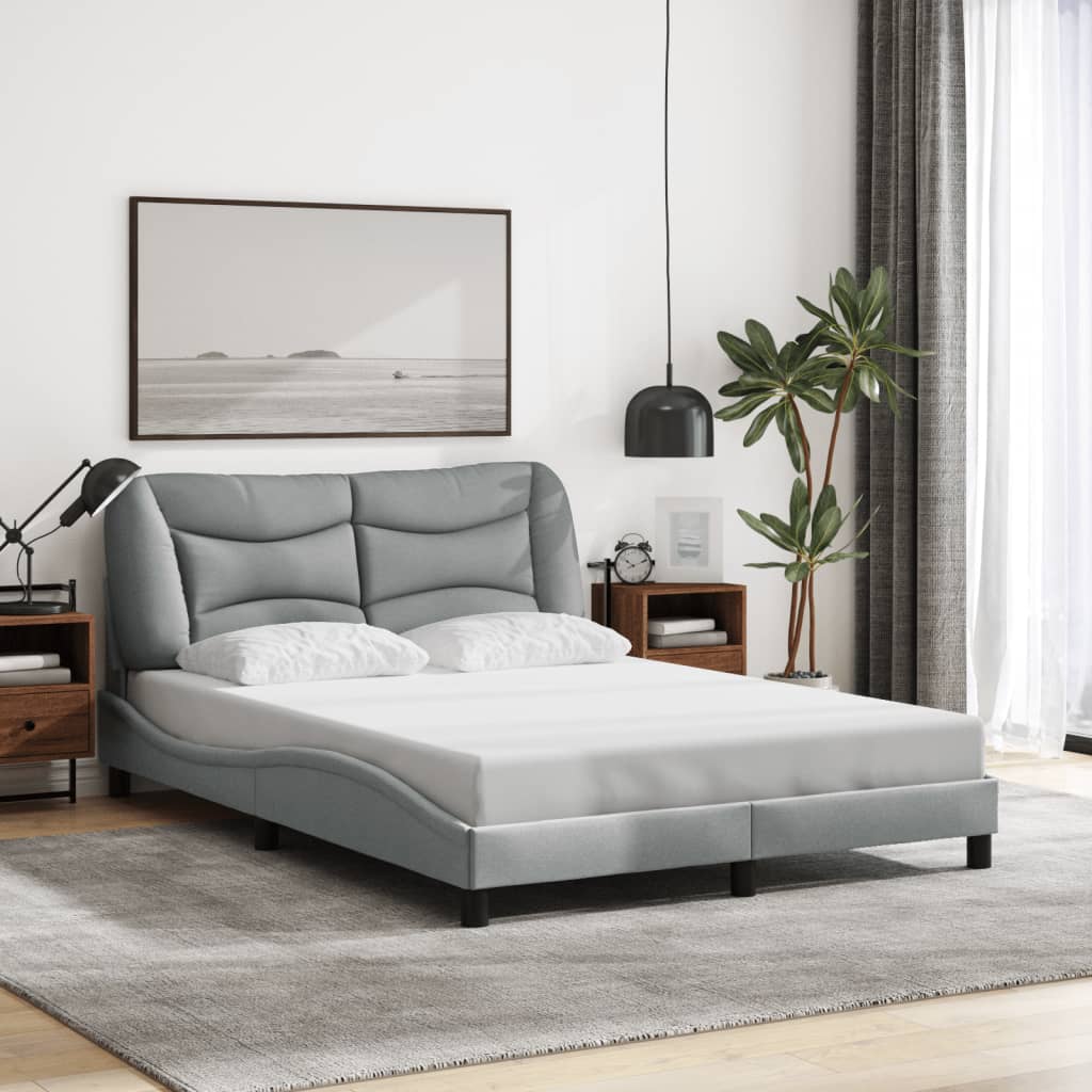 Cadre de lit avec LED sans matelas gris clair 140x200 cm tissu - XIOS