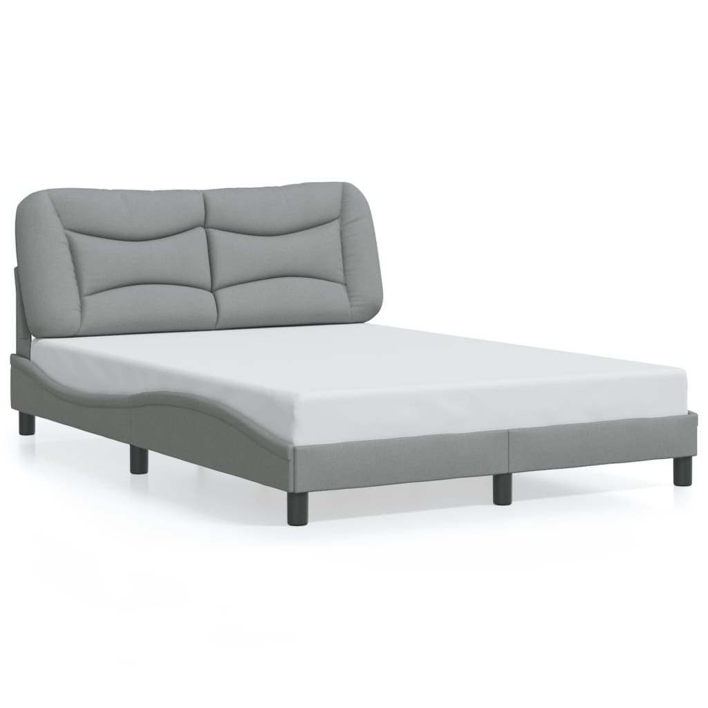 Cadre de lit avec LED sans matelas gris clair 140x200 cm tissu - XIOS
