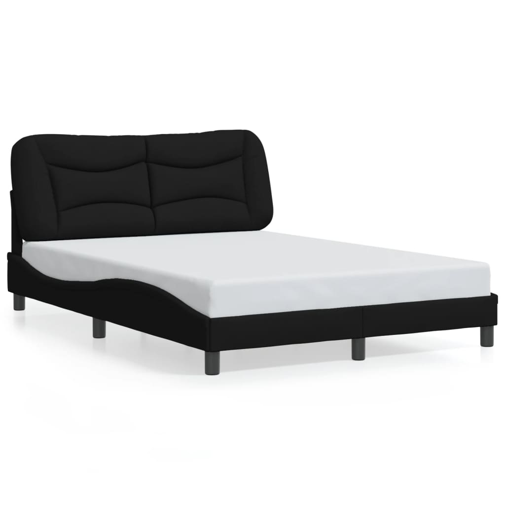 Cadre de lit avec LED sans matelas noir 140x200 cm tissu - XIOS