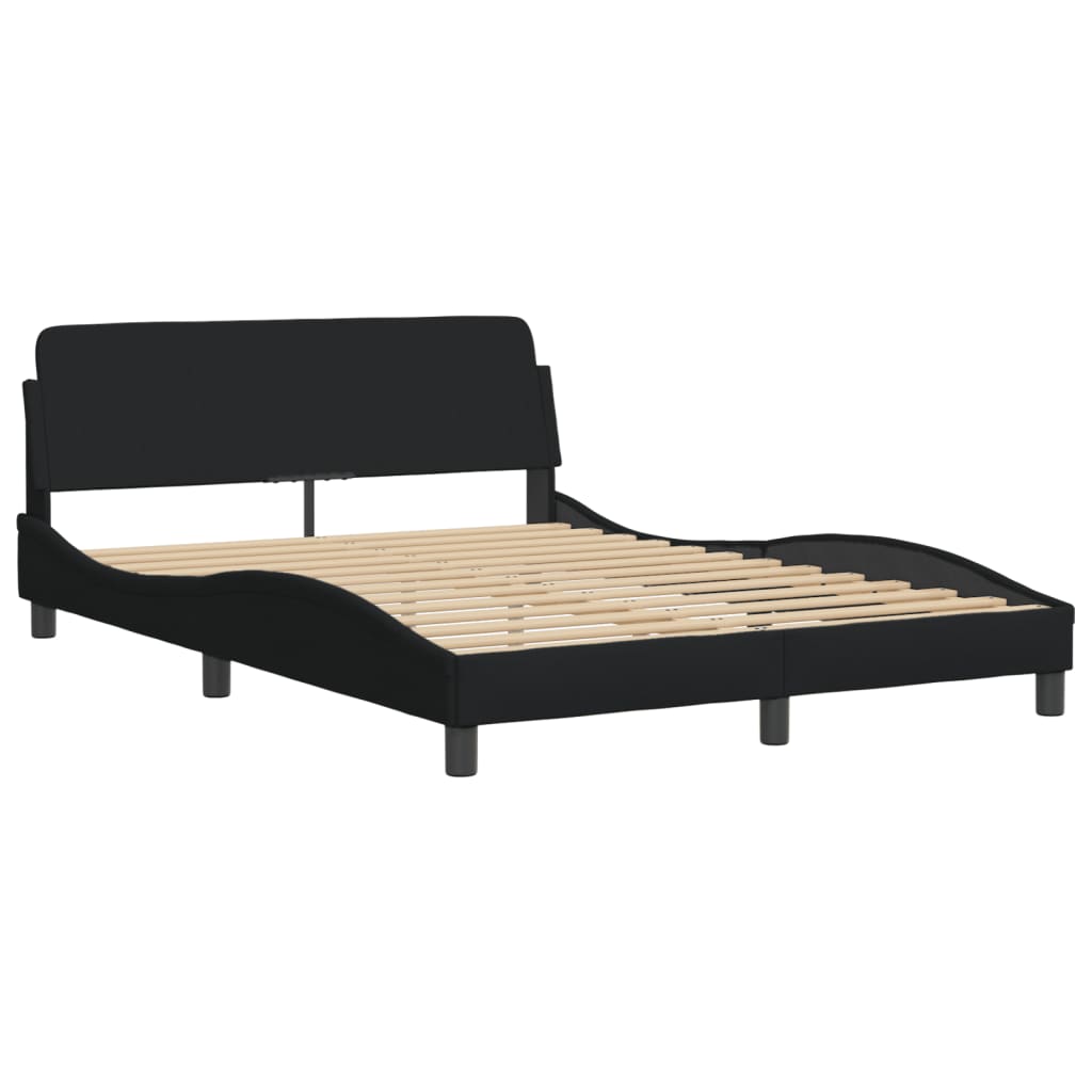 Cadre de lit avec LED sans matelas noir 140x200 cm tissu - XIOS