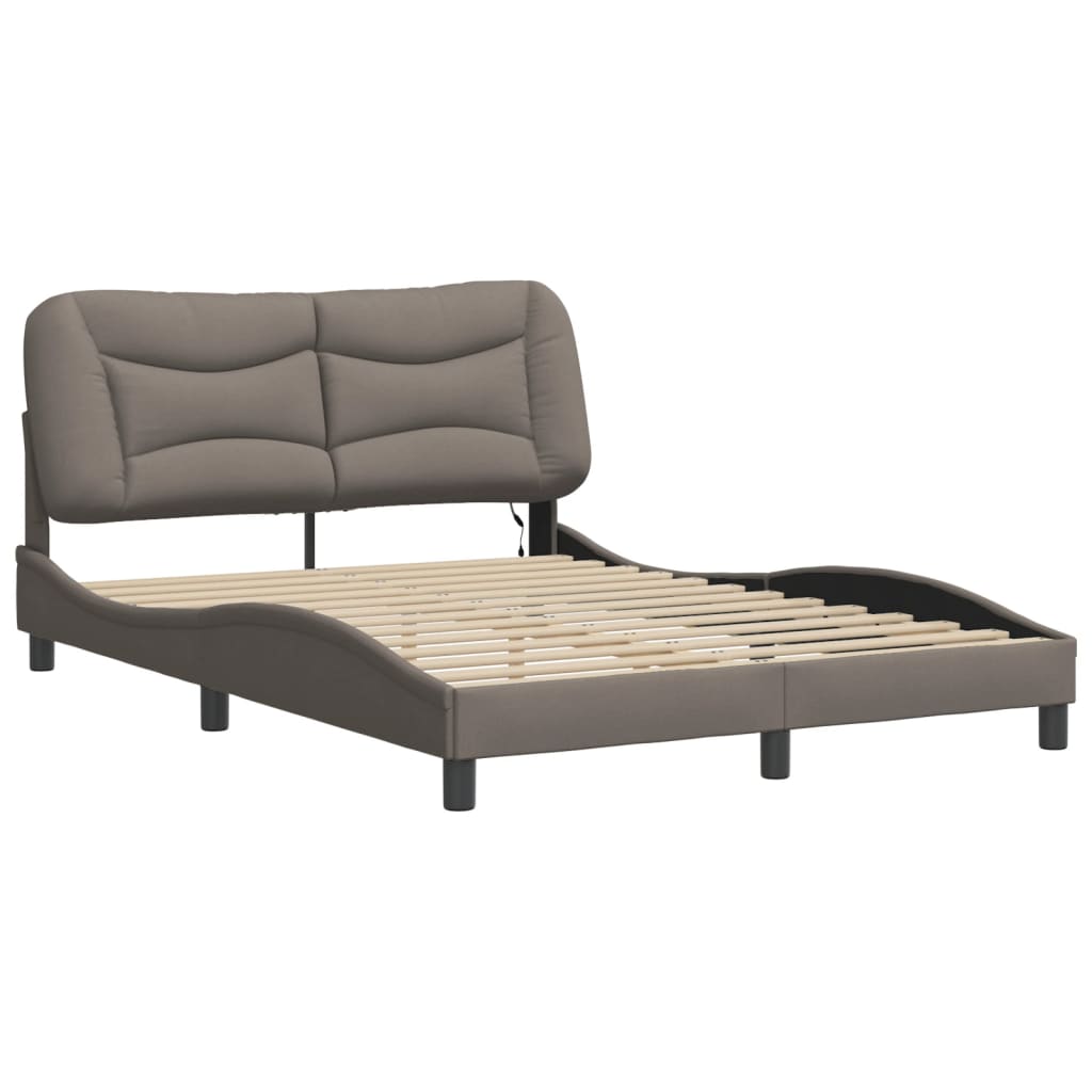 Cadre de lit avec LED sans matelas taupe 140x200 cm tissu - XIOS