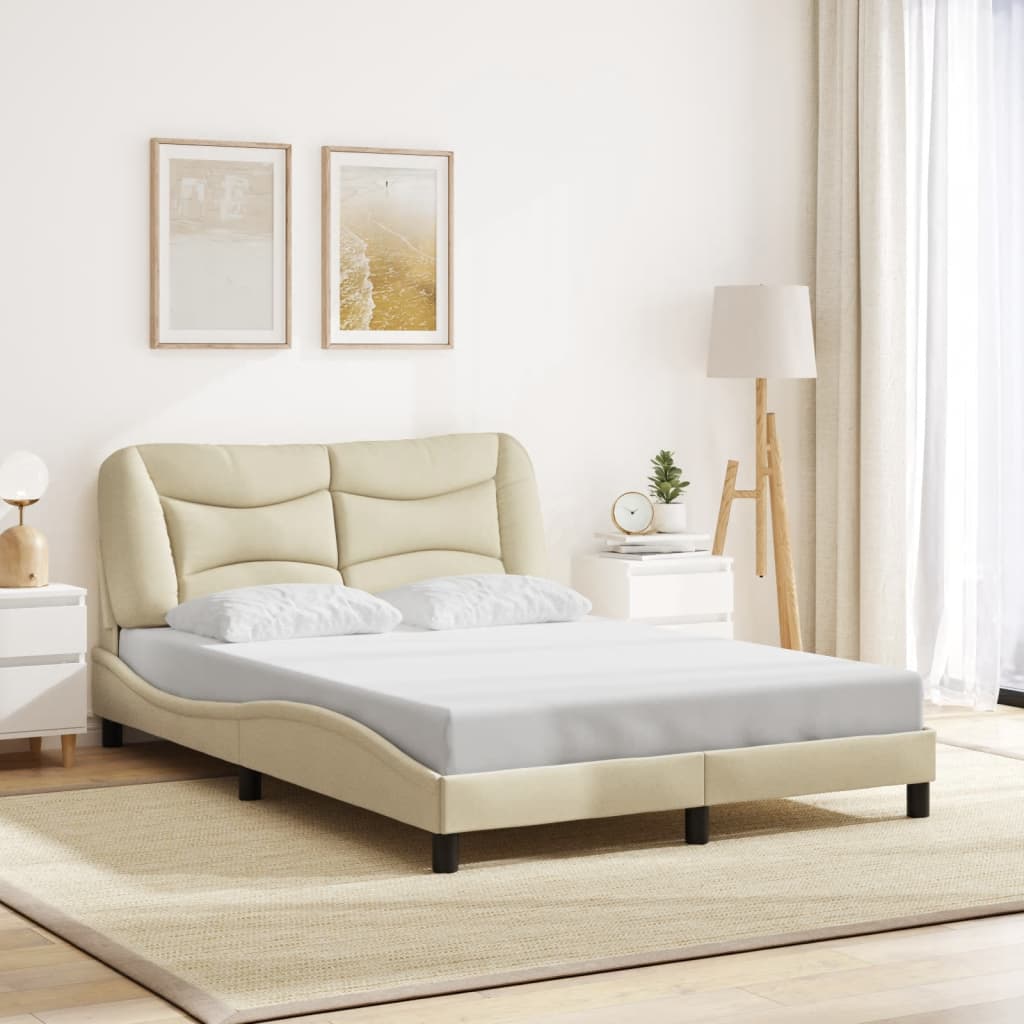 Cadre de lit avec LED sans matelas crème 140x200 cm tissu - XIOS