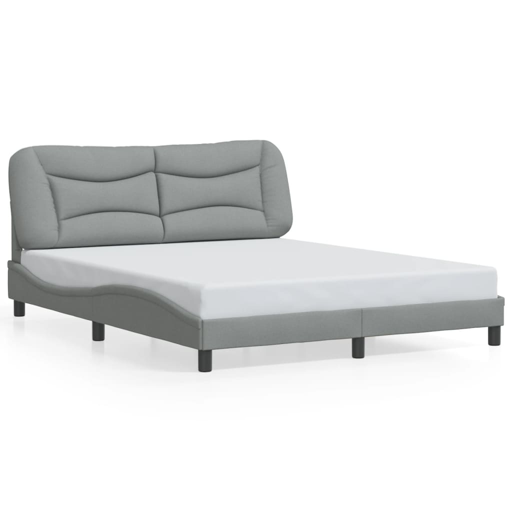 Cadre de lit avec LED sans matelas gris clair 160x200 cm tissu - XIOS
