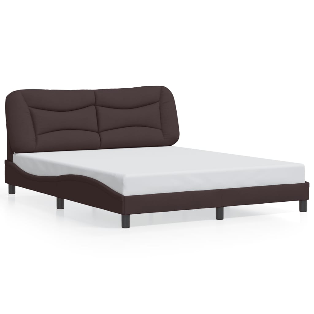 Cadre de lit avec LED sans matelas Hvar marron foncé 160x200cm tissu