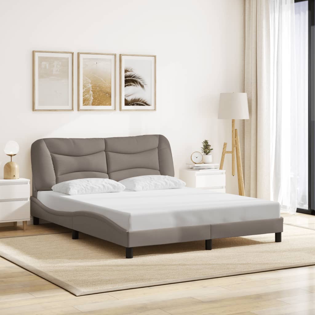 Cadre de lit avec LED sans matelas Hvar taupe 160x200 cm tissu - XIOS