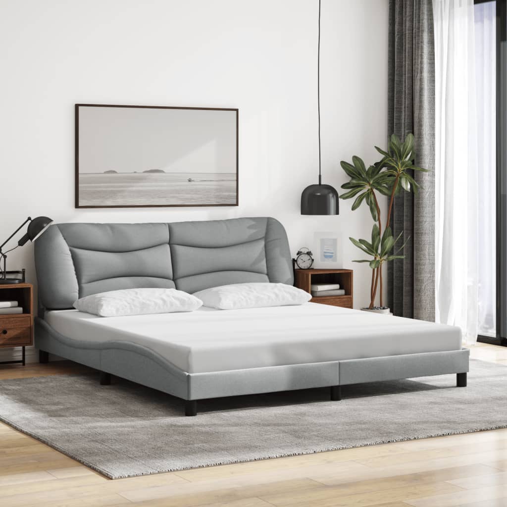 Cadre de lit avec LED sans matelas gris clair 180x200 cm tissu - XIOS