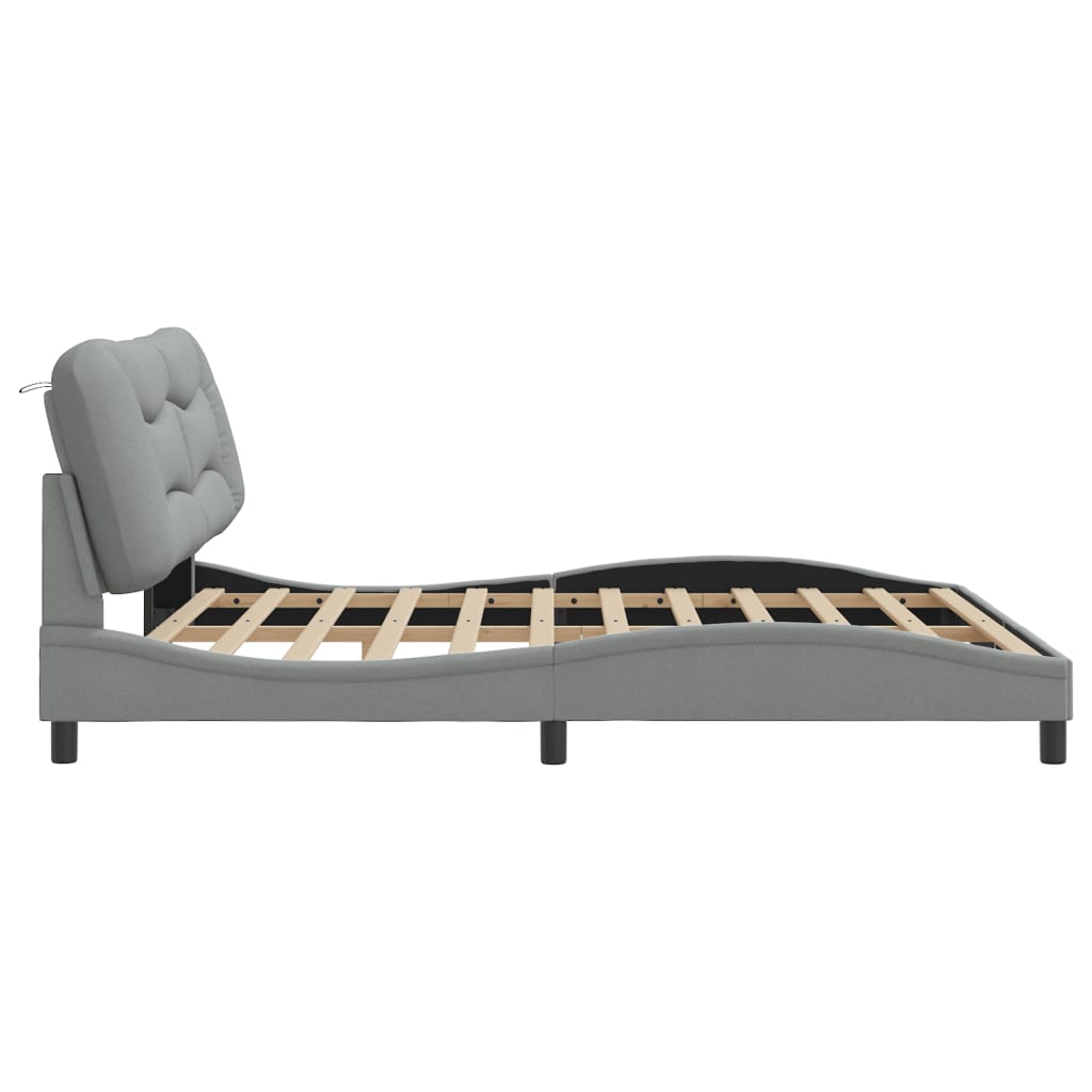 Cadre de lit avec LED sans matelas gris clair 180x200 cm tissu - XIOS