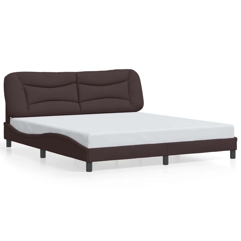 Cadre de lit avec LED sans matelas marron foncé 180x200cm tissu - XIOS