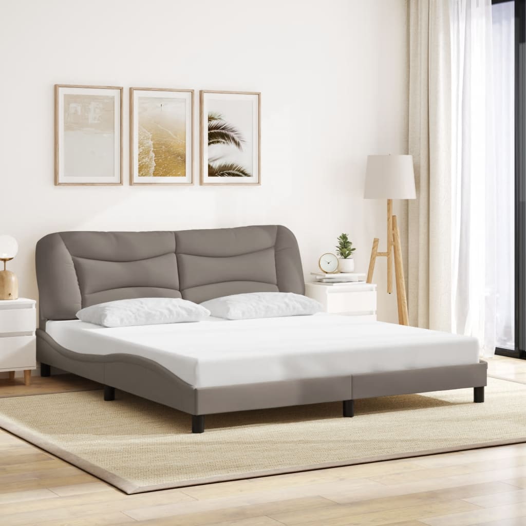Cadre de lit avec LED sans matelas Hvar taupe 180x200 cm tissu - XIOS
