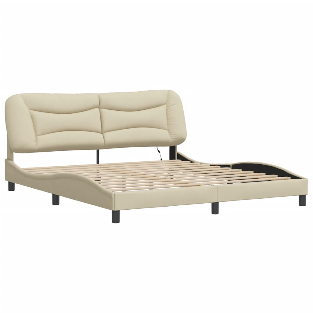 Cadre de lit avec LED sans matelas Hvar crème 180x200 cm tissu - XIOS