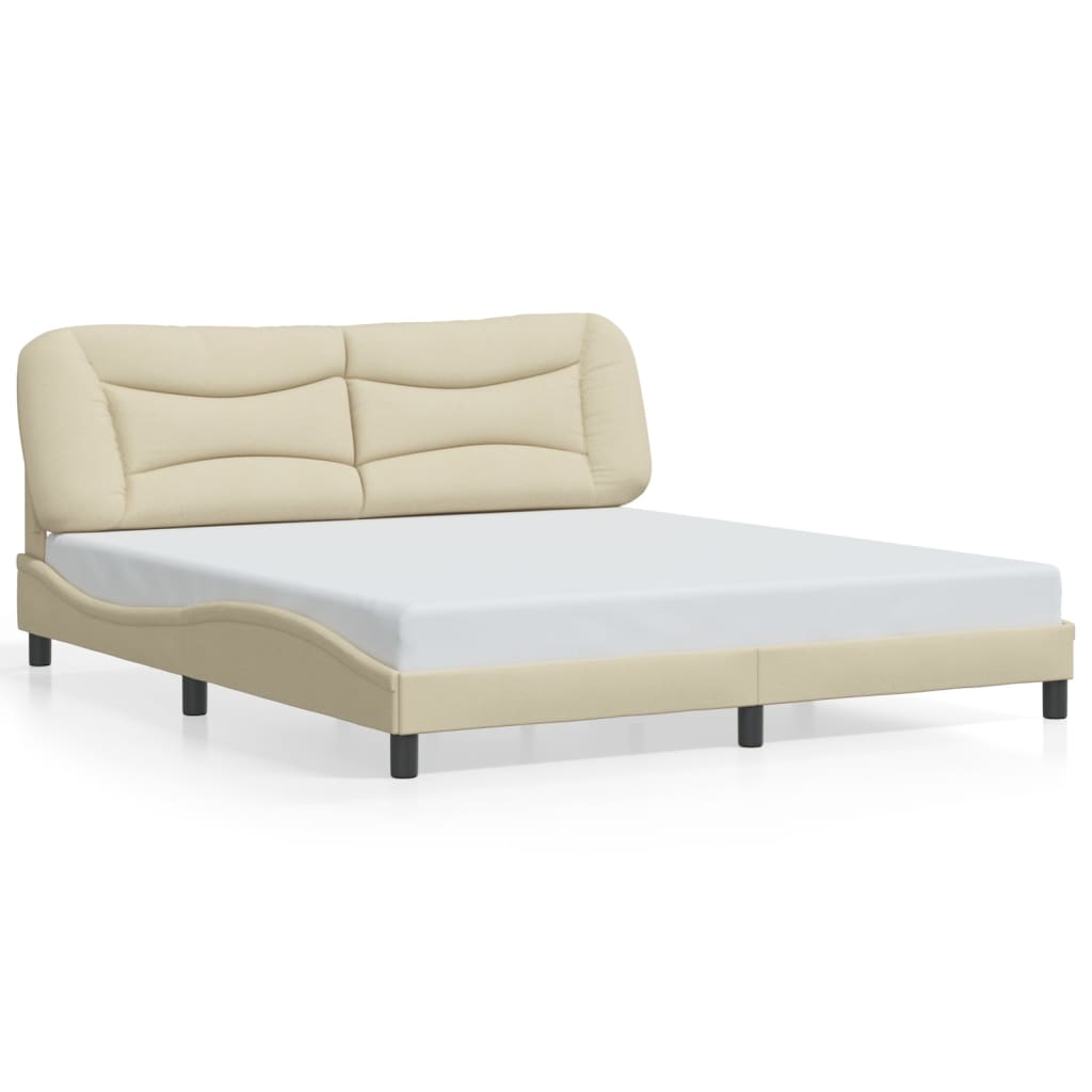 Cadre de lit avec LED sans matelas Hvar crème 180x200 cm tissu - XIOS