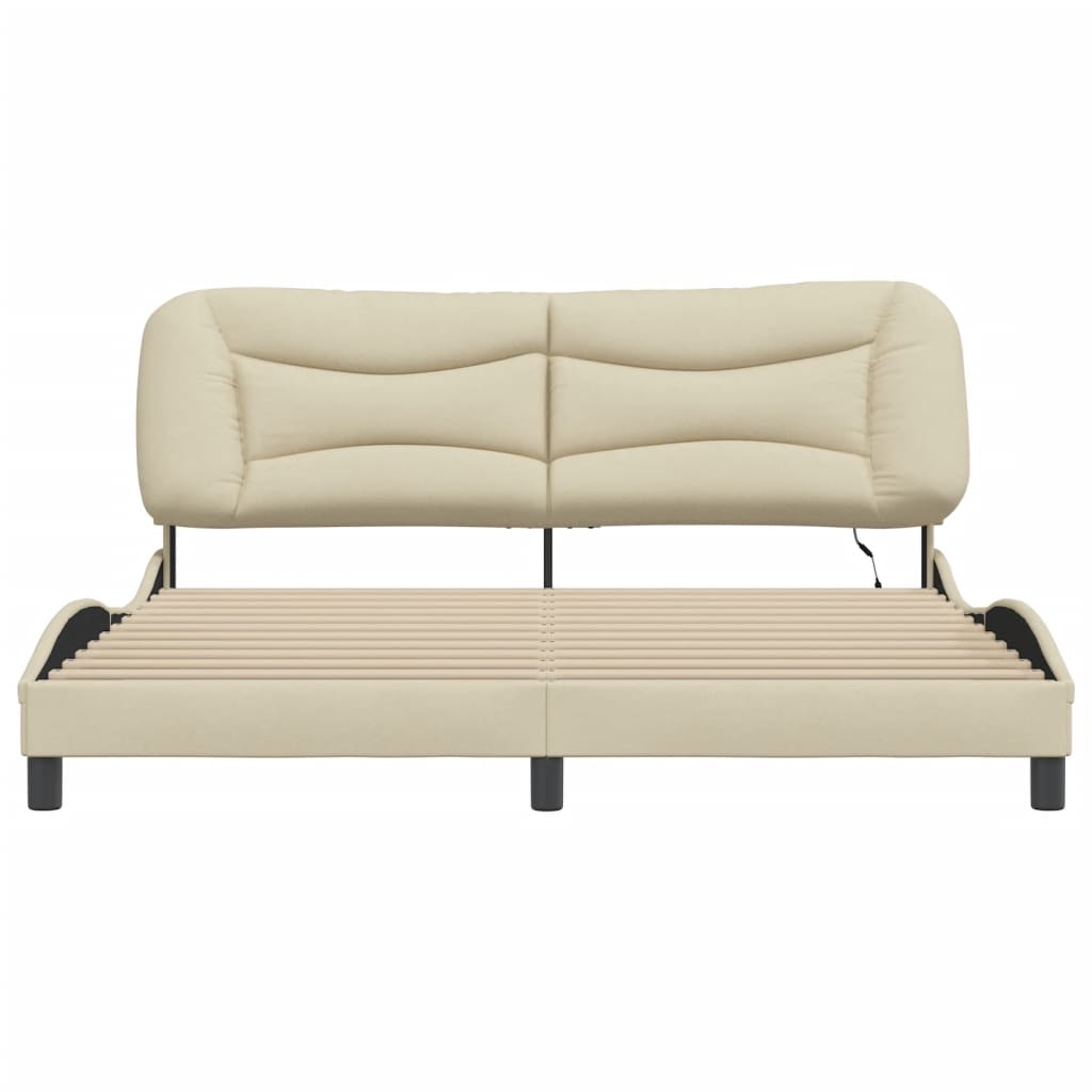 Cadre de lit avec LED sans matelas Hvar crème 180x200 cm tissu - XIOS