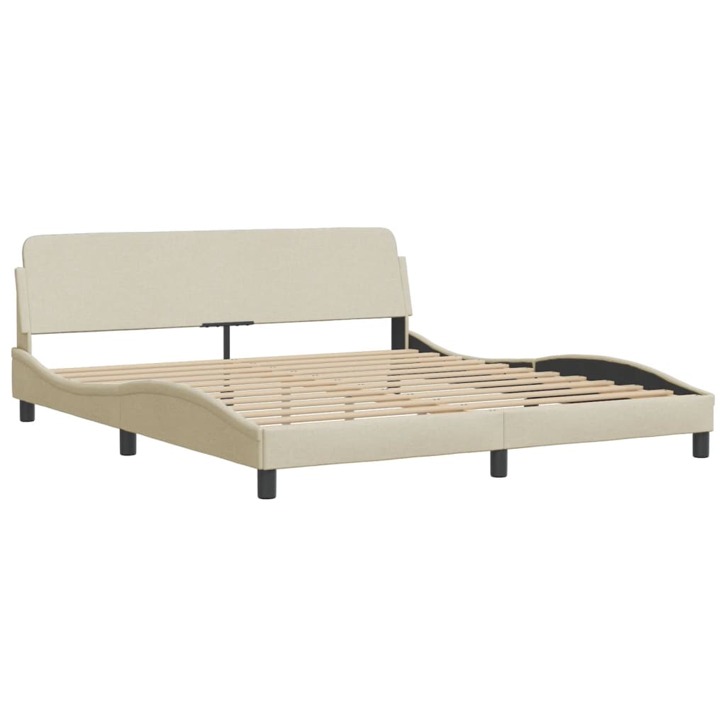 Cadre de lit avec LED sans matelas Hvar crème 180x200 cm tissu - XIOS