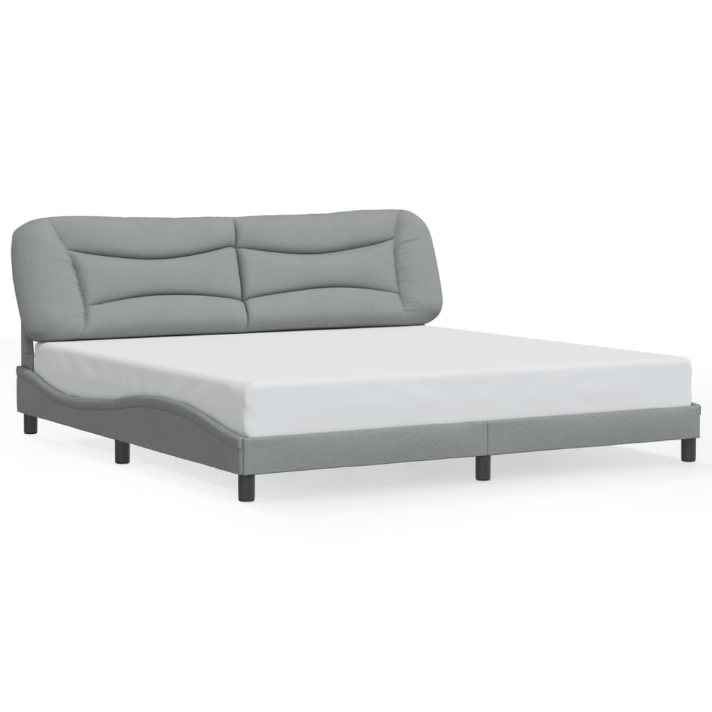 Cadre de lit avec LED sans matelas Hvar gris clair 200x200 cm tissu - XIOS