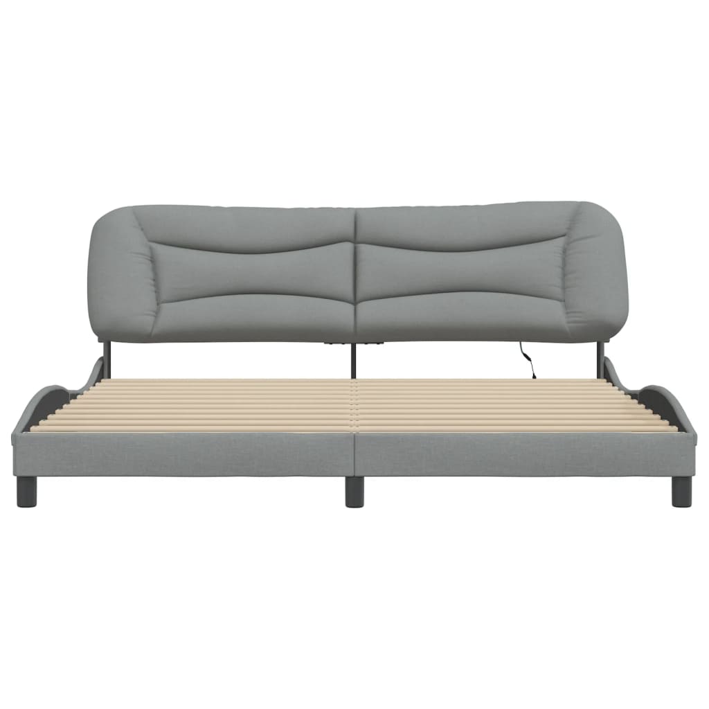 Cadre de lit avec LED sans matelas Hvar gris clair 200x200 cm tissu - XIOS