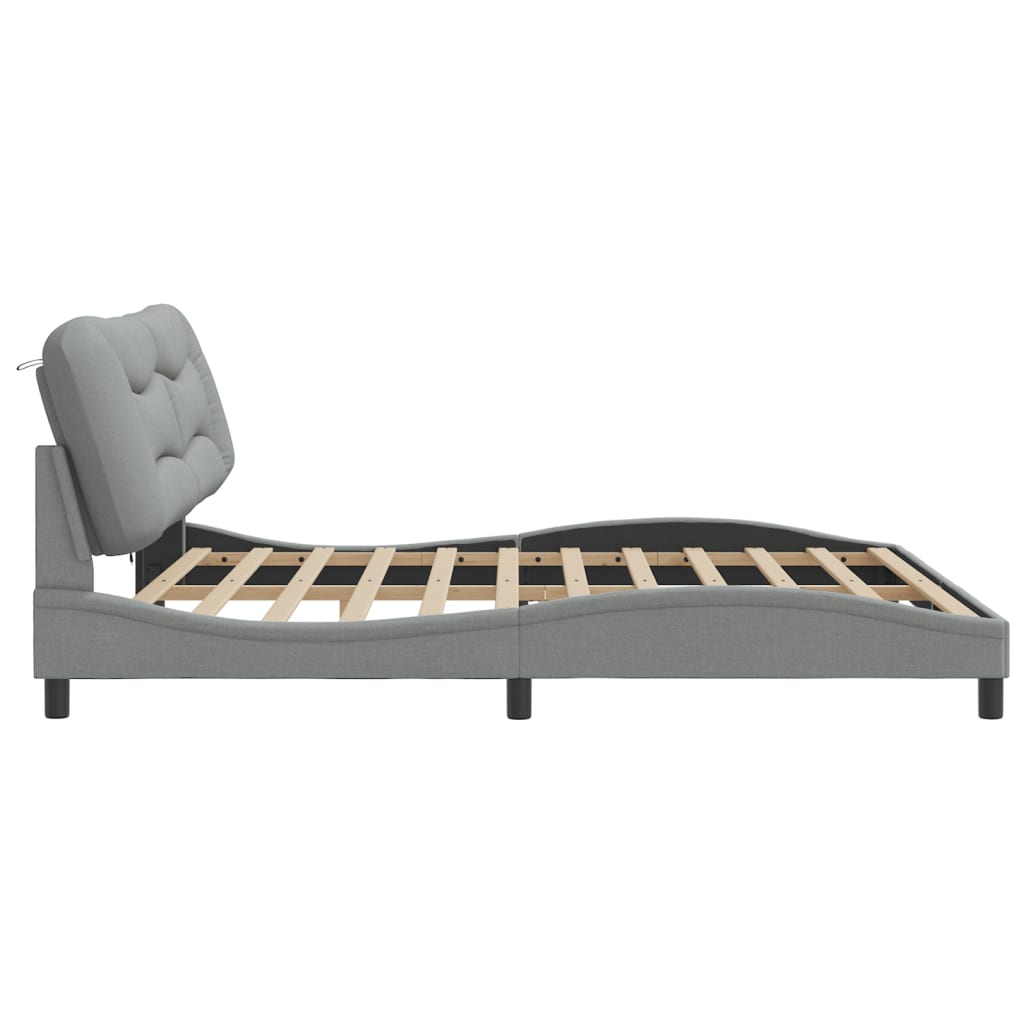 Cadre de lit avec LED sans matelas Hvar gris clair 200x200 cm tissu - XIOS