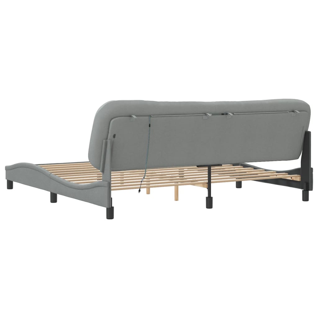 Cadre de lit avec LED sans matelas Hvar gris clair 200x200 cm tissu - XIOS
