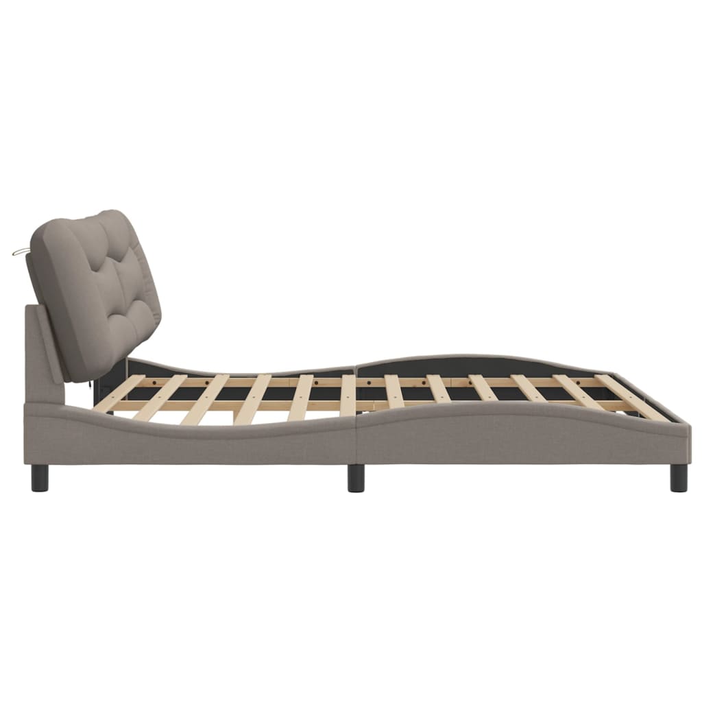 Cadre de lit avec LED sans matelas Hvar taupe 200x200 cm tissu - XIOS