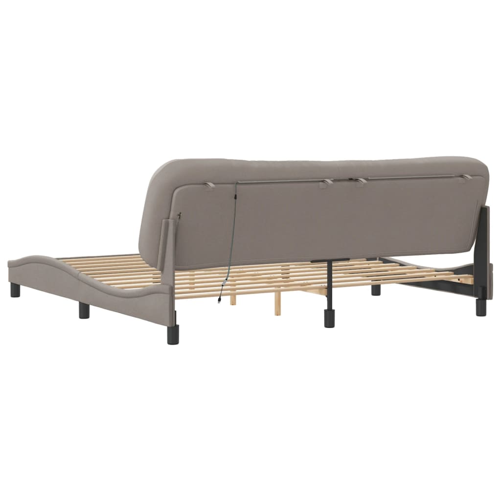Cadre de lit avec LED sans matelas Hvar taupe 200x200 cm tissu - XIOS