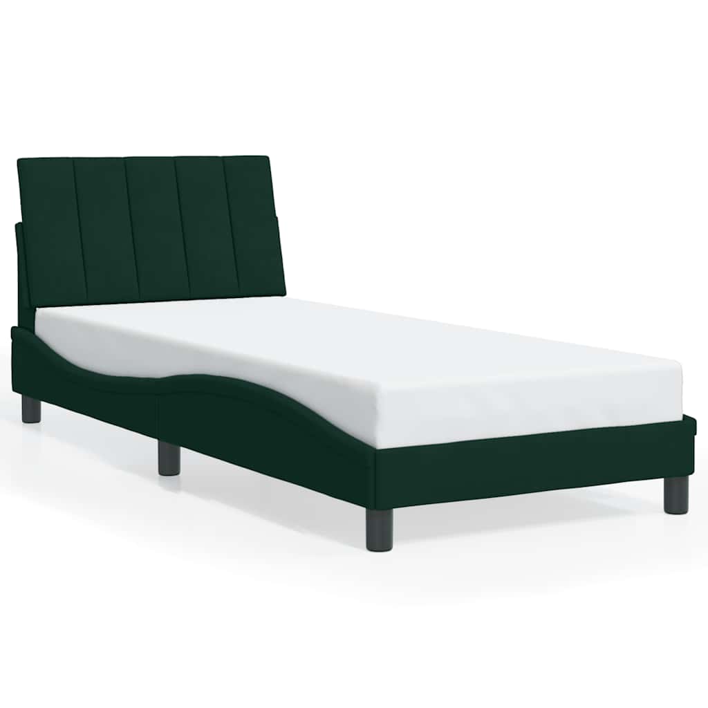 Cadre de lit avec LED sans matelas Hanko vert foncé 90x190 cm velours - XIOS