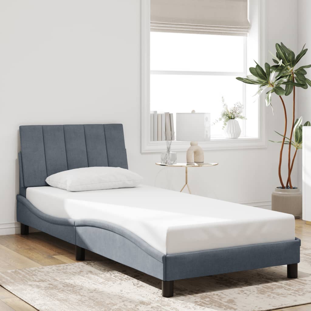Cadre de lit avec LED sans matelas gris foncé 90x200 cm velours - XIOS