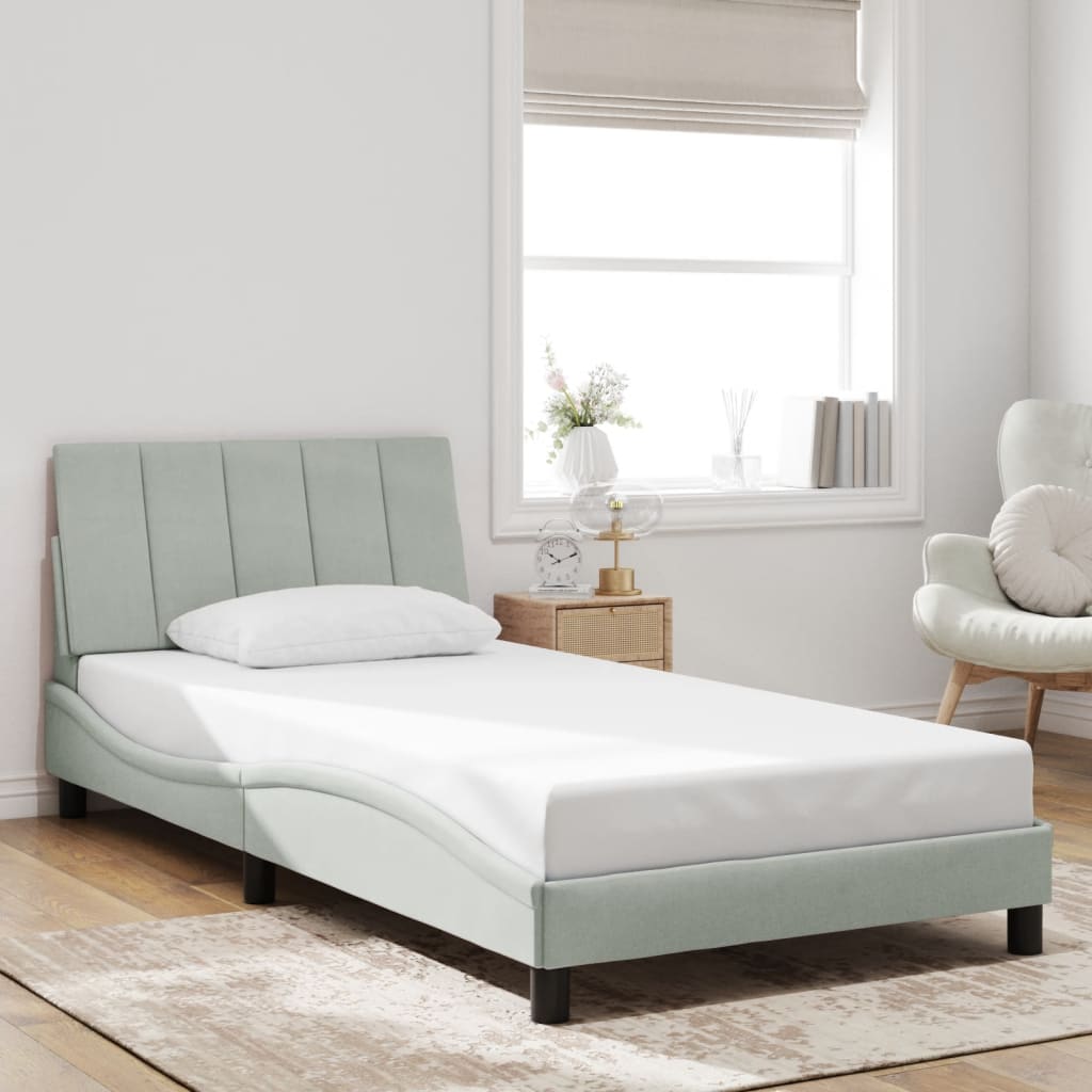 Cadre de lit avec LED sans matelas gris clair 100x200cm velours - XIOS