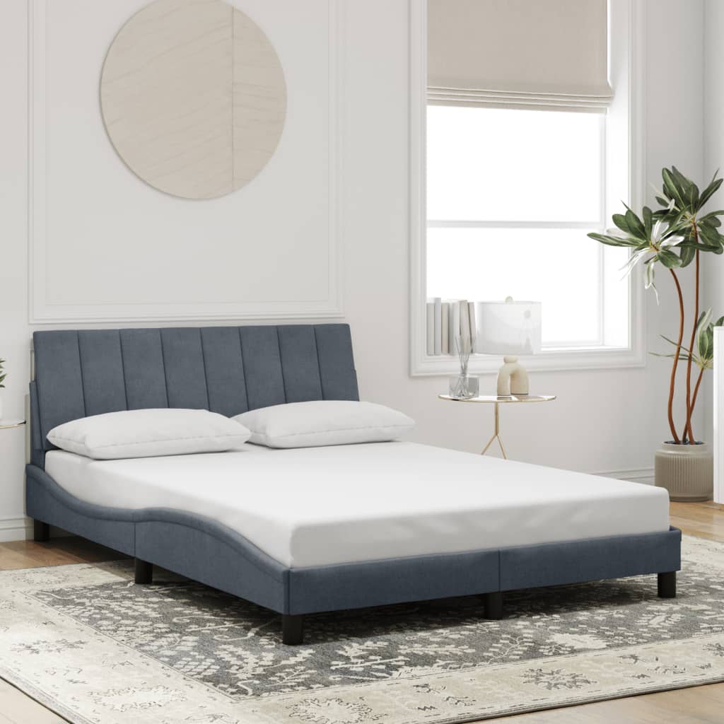 Cadre de lit avec LED sans matelas gris foncé 120x200cm velours - XIOS