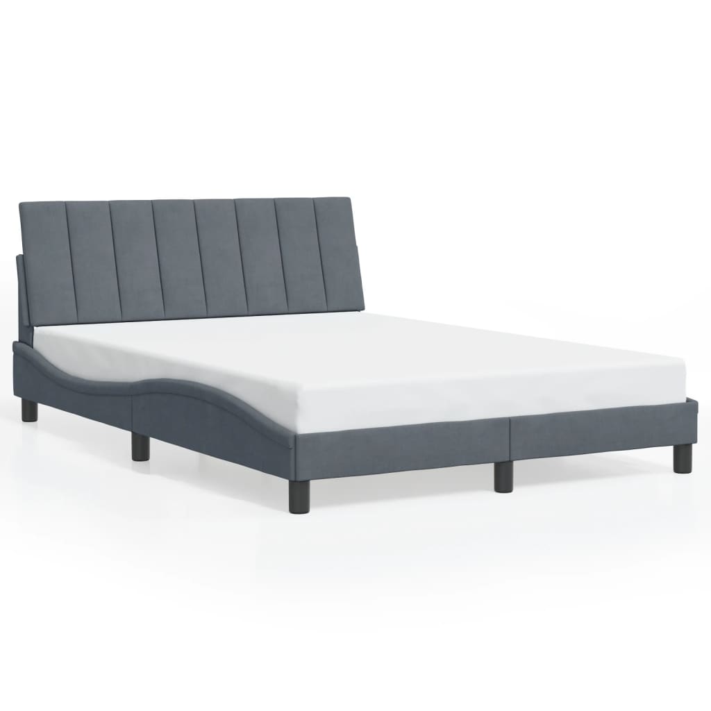 Cadre de lit avec LED sans matelas gris foncé 120x200cm velours - XIOS