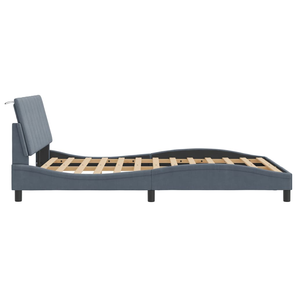 Cadre de lit avec LED sans matelas gris foncé 120x200cm velours - XIOS