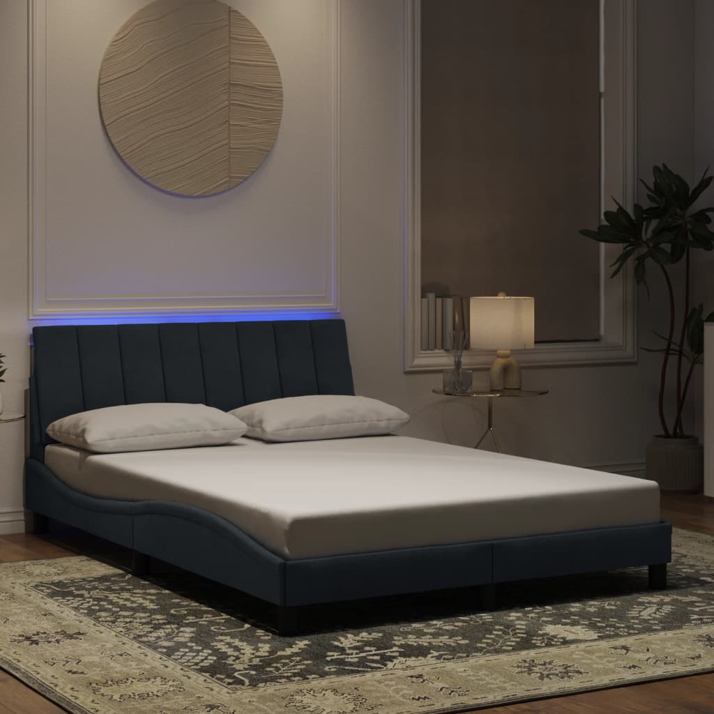 Cadre de lit avec LED sans matelas gris foncé 120x200cm velours - XIOS