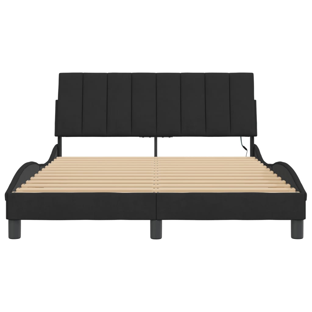 Cadre de lit avec LED sans matelas noir 120x200 cm velours - XIOS