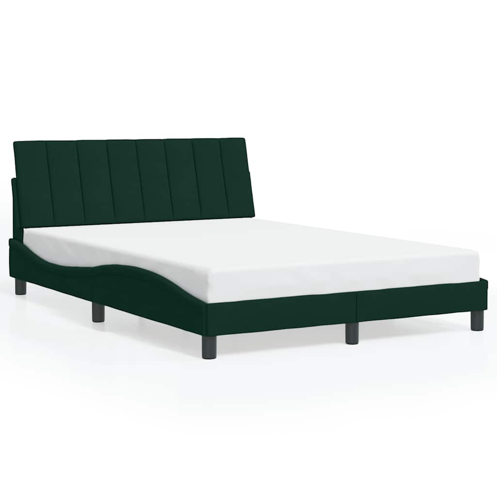 Cadre de lit avec LED sans matelas Hanko vert foncé 120x200cm velours