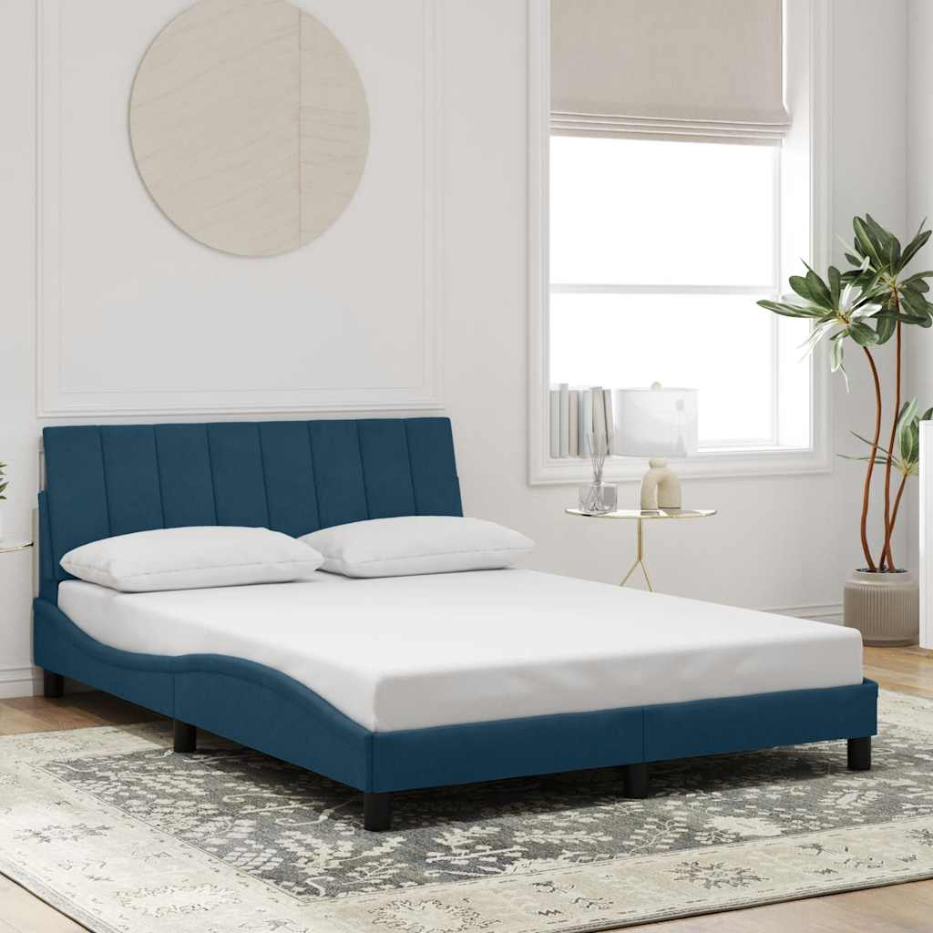 Cadre de lit avec LED sans matelas Hanko bleu 120x200 cm velours - XIOS