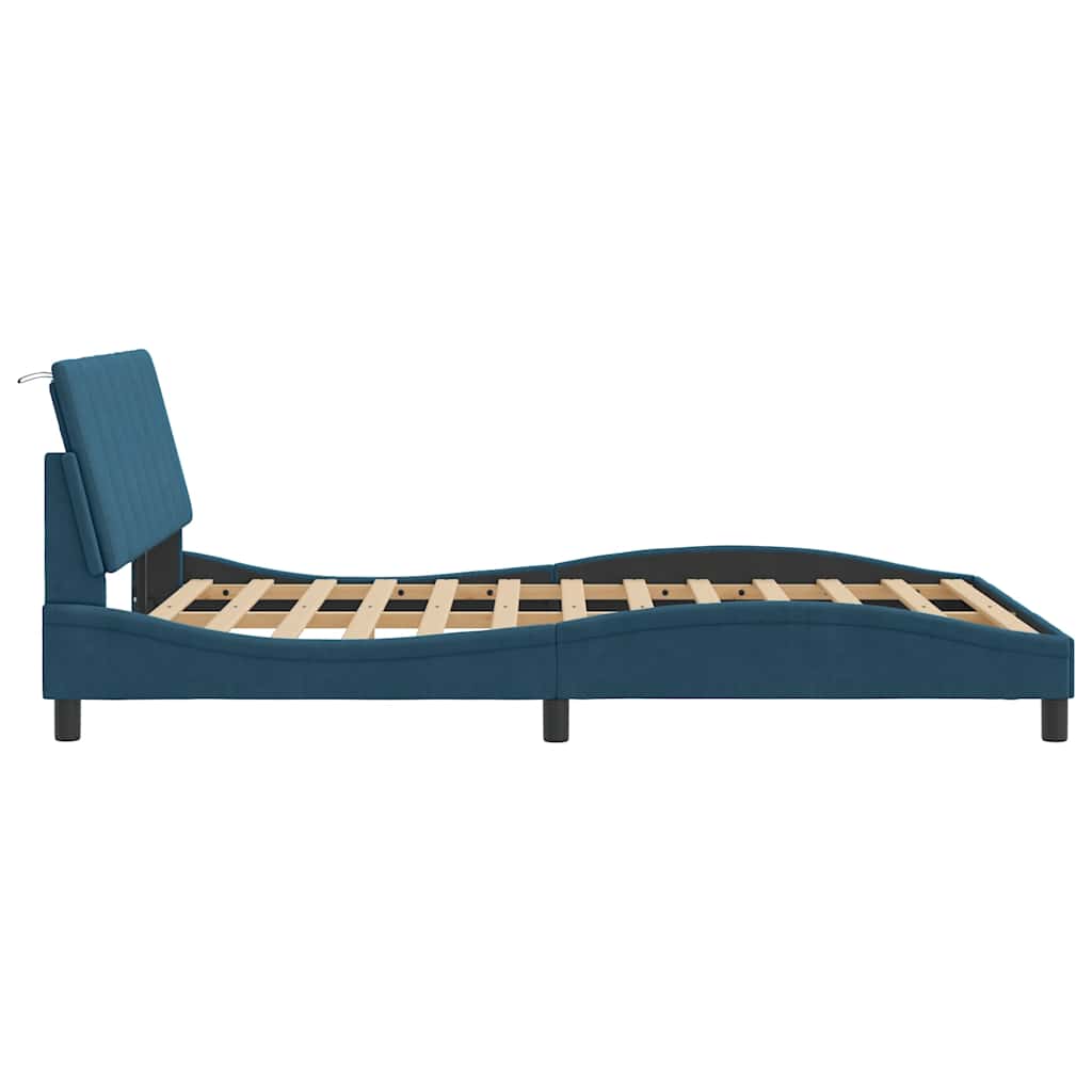 Cadre de lit avec LED sans matelas Hanko bleu 120x200 cm velours - XIOS