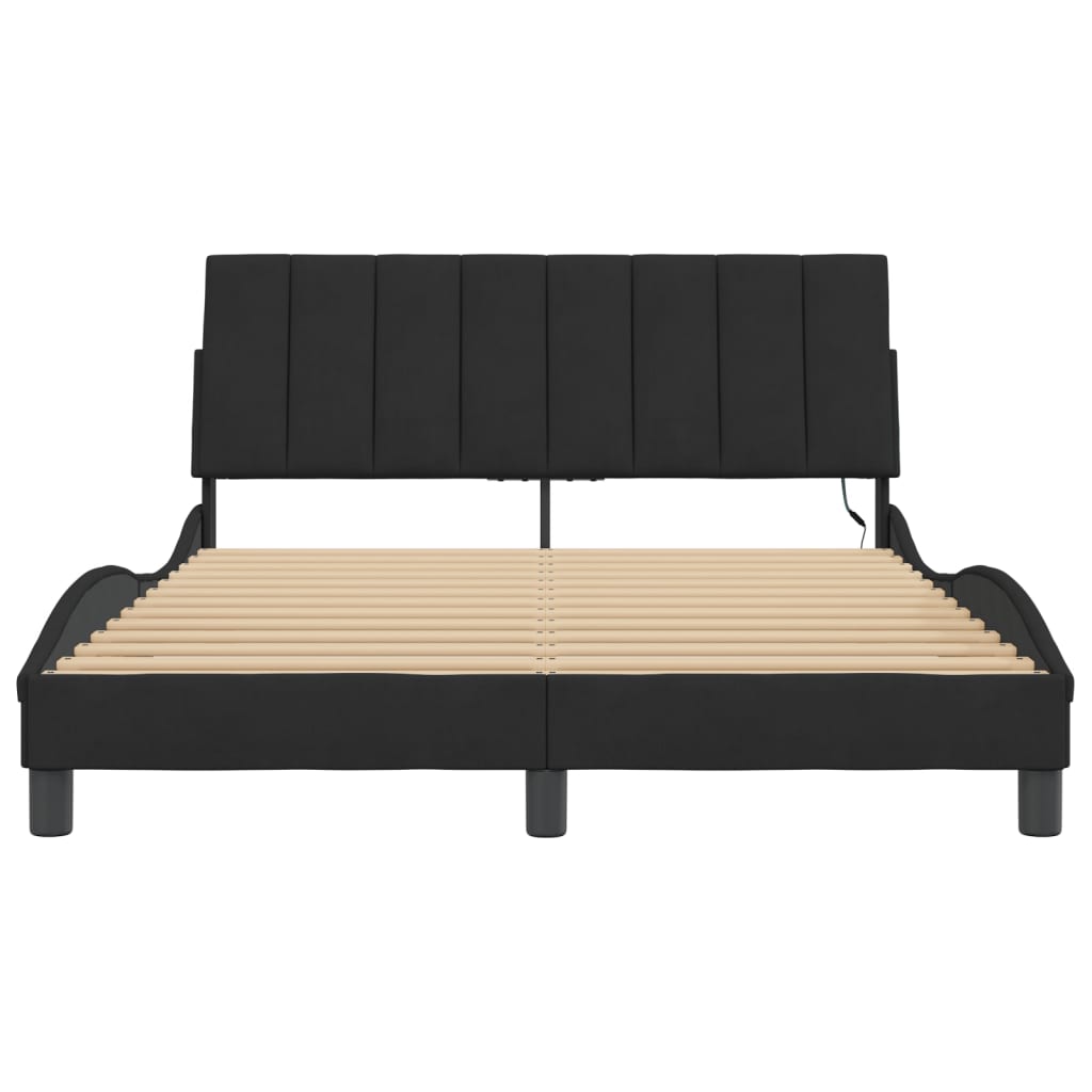 Cadre de lit avec LED sans matelas noir 140x190 cm velours - XIOS