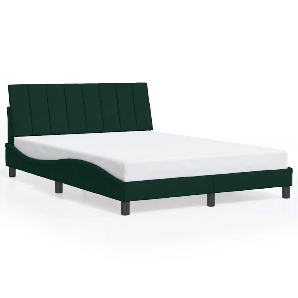 Cadre de lit avec LED sans matelas Hanko vert foncé 140x190 cm velours - XIOS