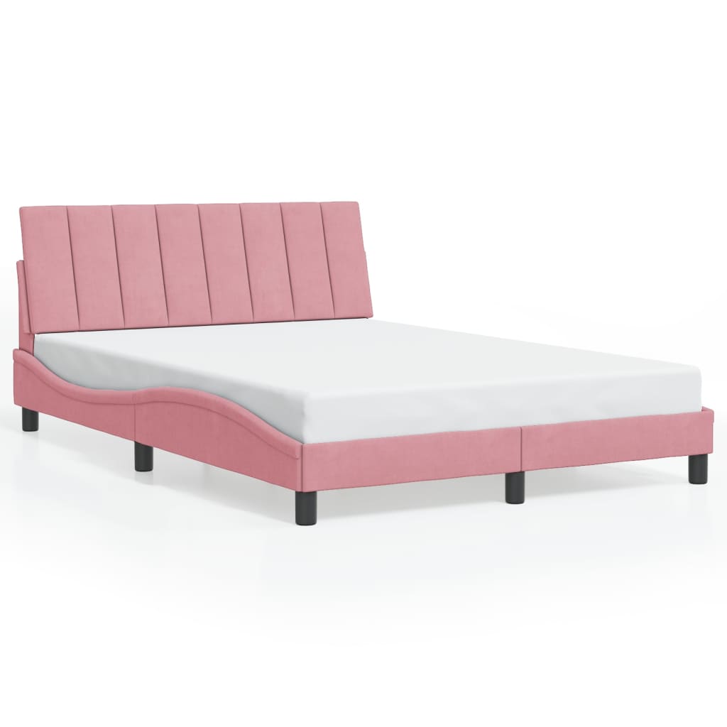 Cadre de lit avec LED sans matelas Hanko rose 140x190cm velours - XIOS