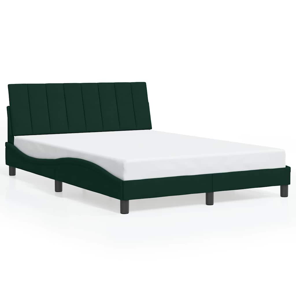 Cadre de lit avec LED sans matelas Hanko vert foncé 140x200 cm velours - XIOS