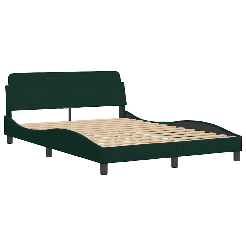 Cadre de lit avec LED sans matelas Hanko vert foncé 140x200 cm velours - XIOS