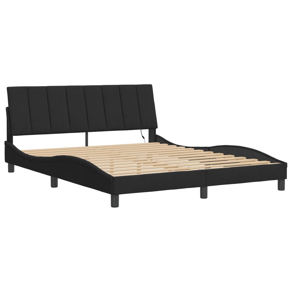 Cadre de lit avec LED sans matelas noir 160x200 cm velours - XIOS